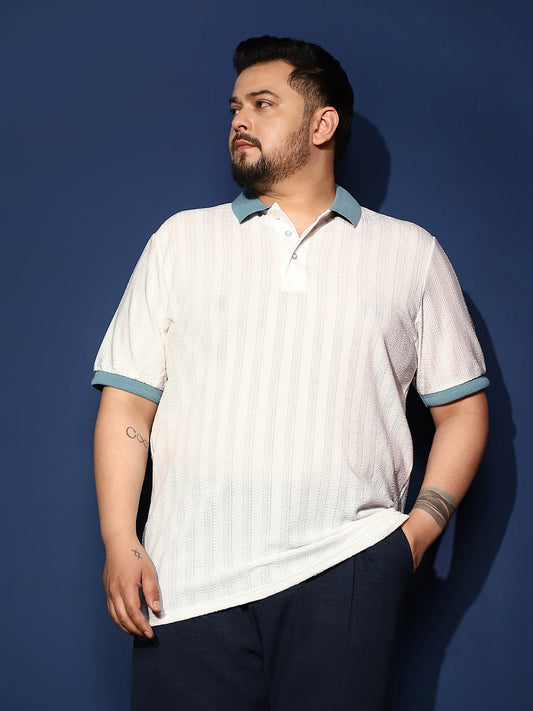 Contrast Texture Polo T-Shirt