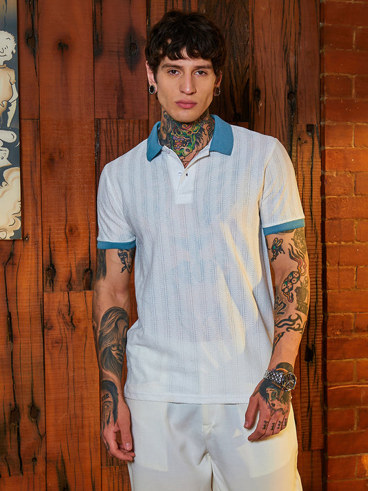 Contrast Texture Polo T-Shirt
