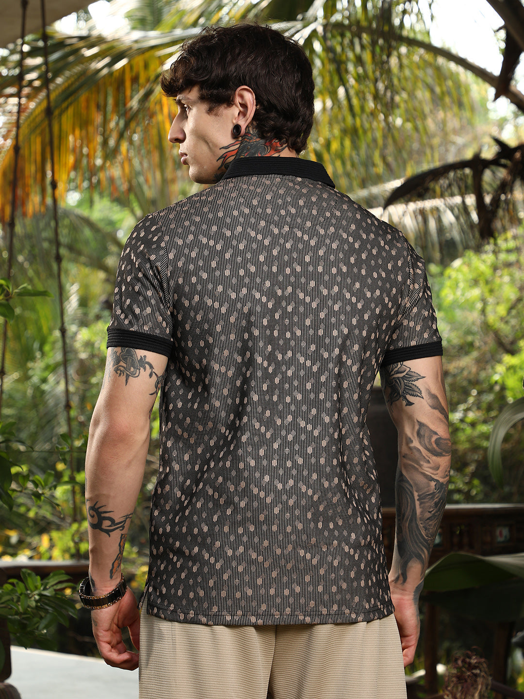 Shadowed-Polka Polo T-Shirt