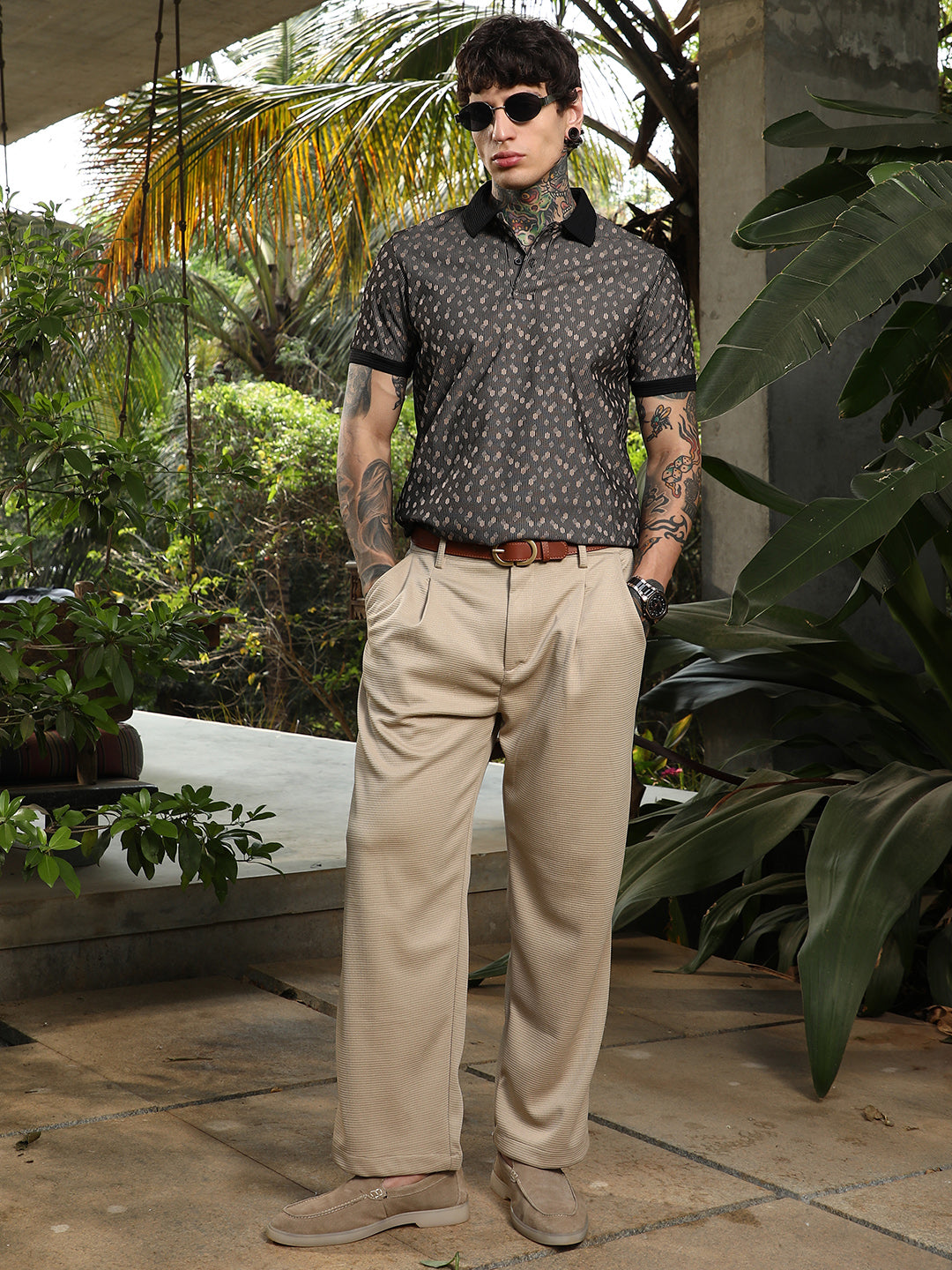 Shadowed-Polka Polo T-Shirt