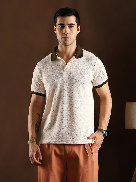 Contrast Quad Polo T-Shirt