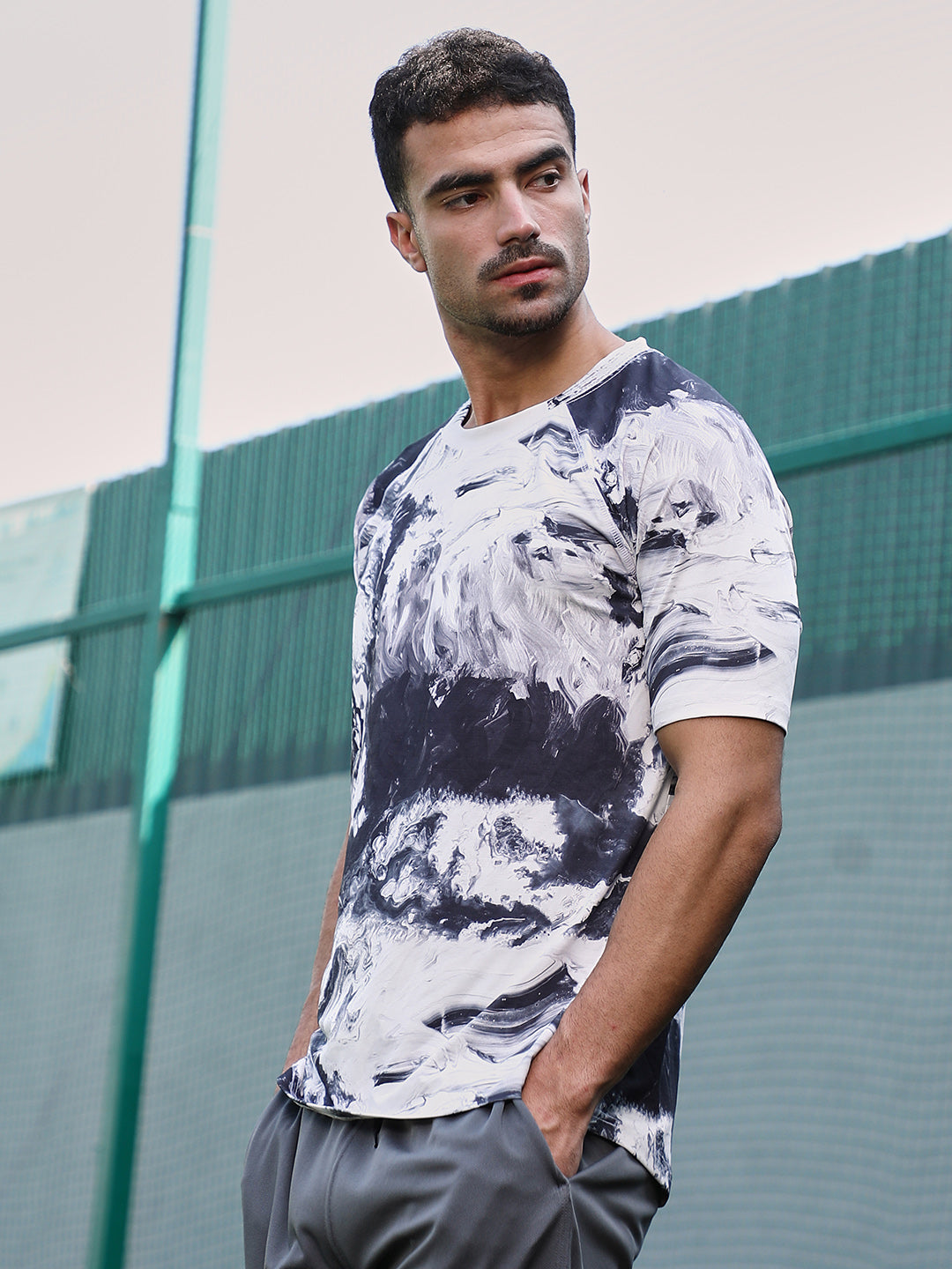 Contrast-Brushed Activewear T-Shirt