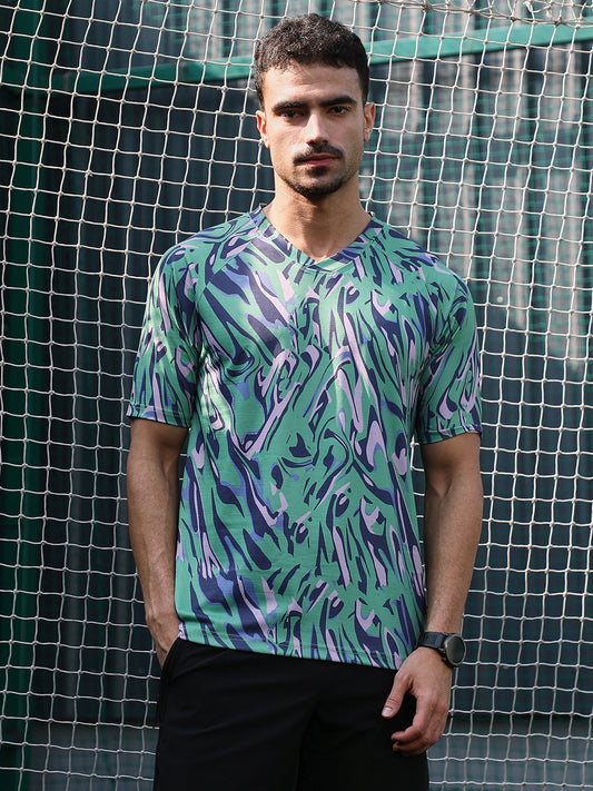 Abstract-Overlap Activewear T-Shirt