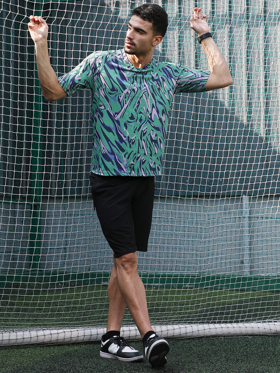 Abstract-Overlap Activewear T-Shirt