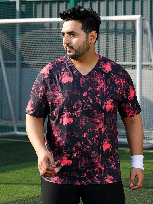 Abstract-Imprint Activewear T-Shirt