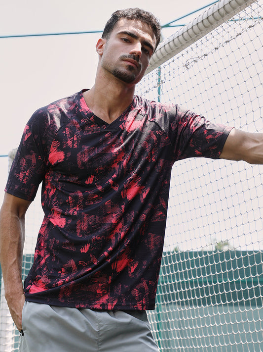 Abstract-Imprint Activewear T-Shirt