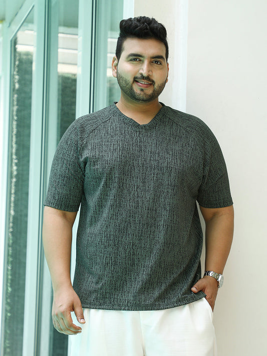 Contrast-Heathered Knitted T-Shirt