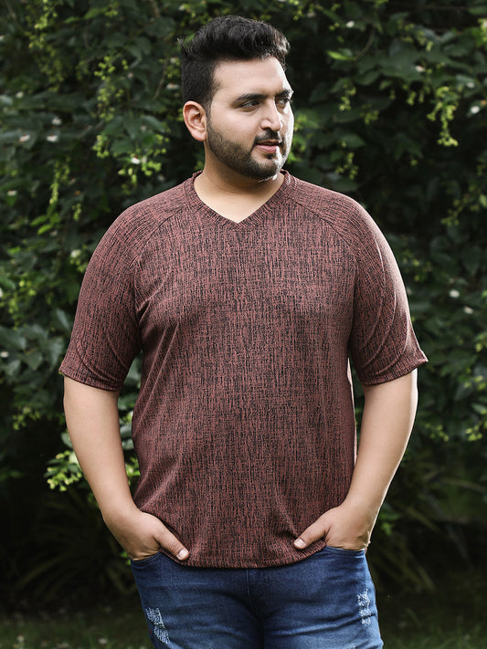 Contrast-Heathered Knitted T-Shirt