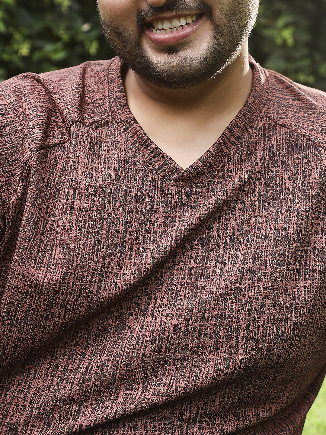Contrast-Heathered Knitted T-Shirt