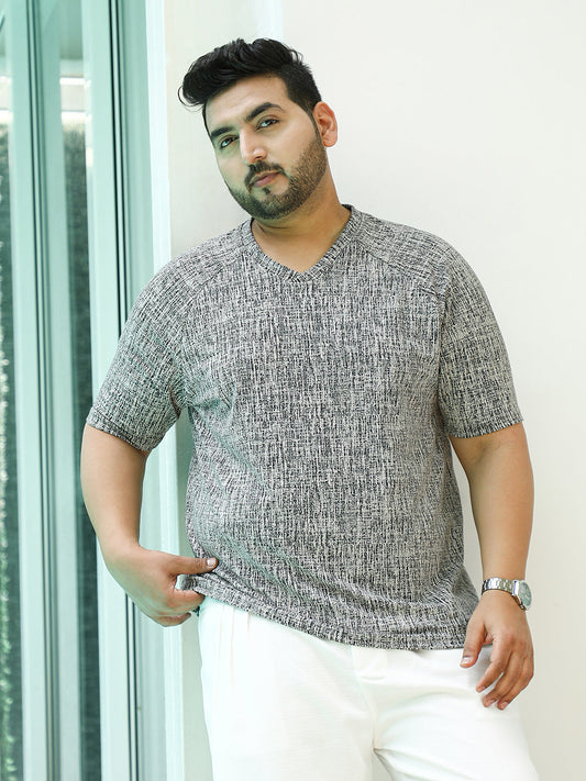 Contrast-Heathered Knitted T-Shirt