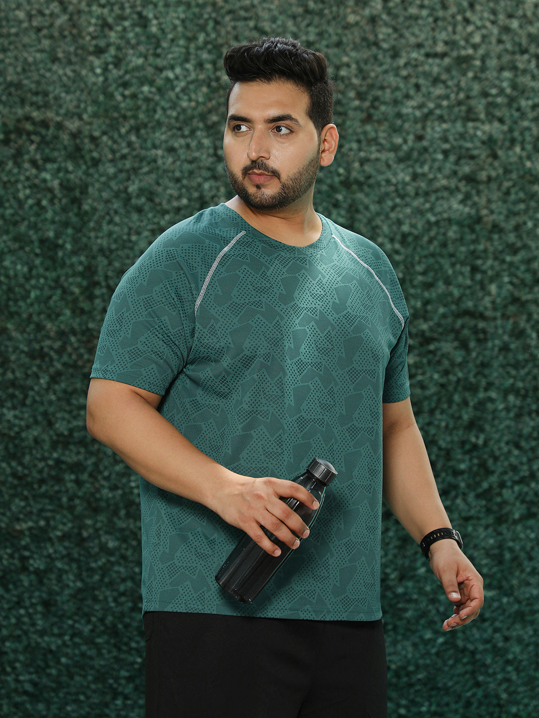 Abstract-Imprint Activewear T-Shirt