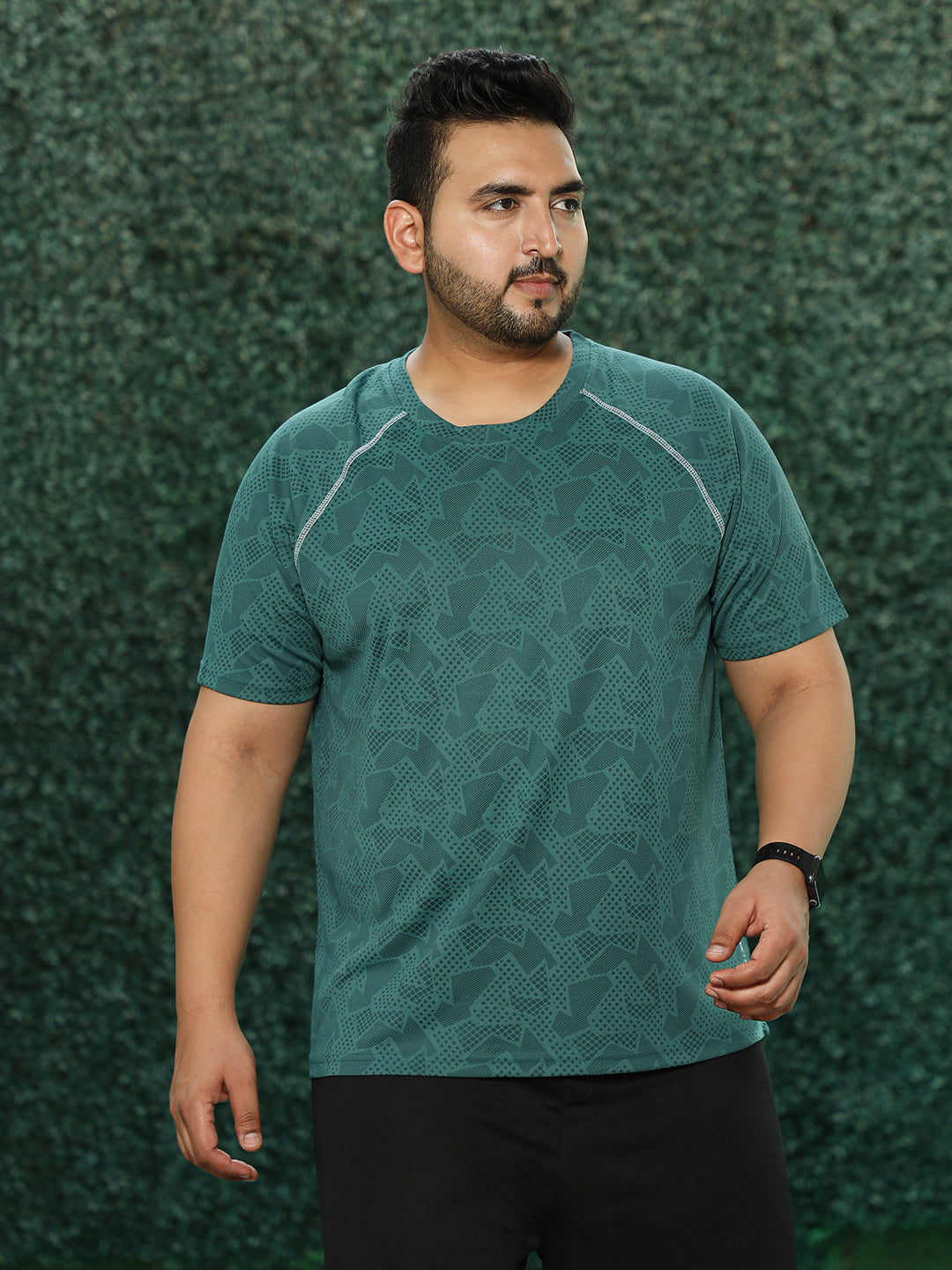 Abstract-Imprint Activewear T-Shirt