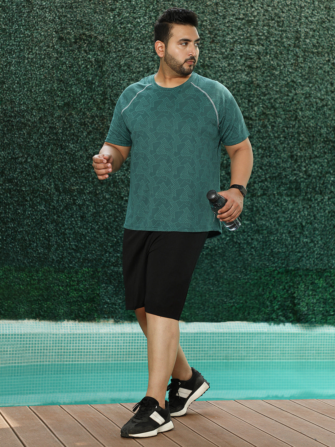 Abstract-Imprint Activewear T-Shirt