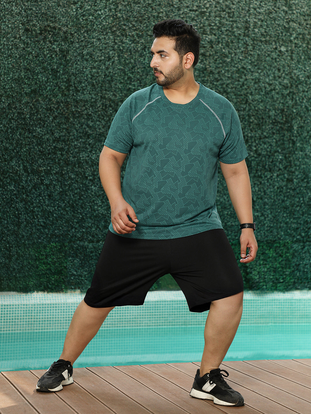 Abstract-Imprint Activewear T-Shirt
