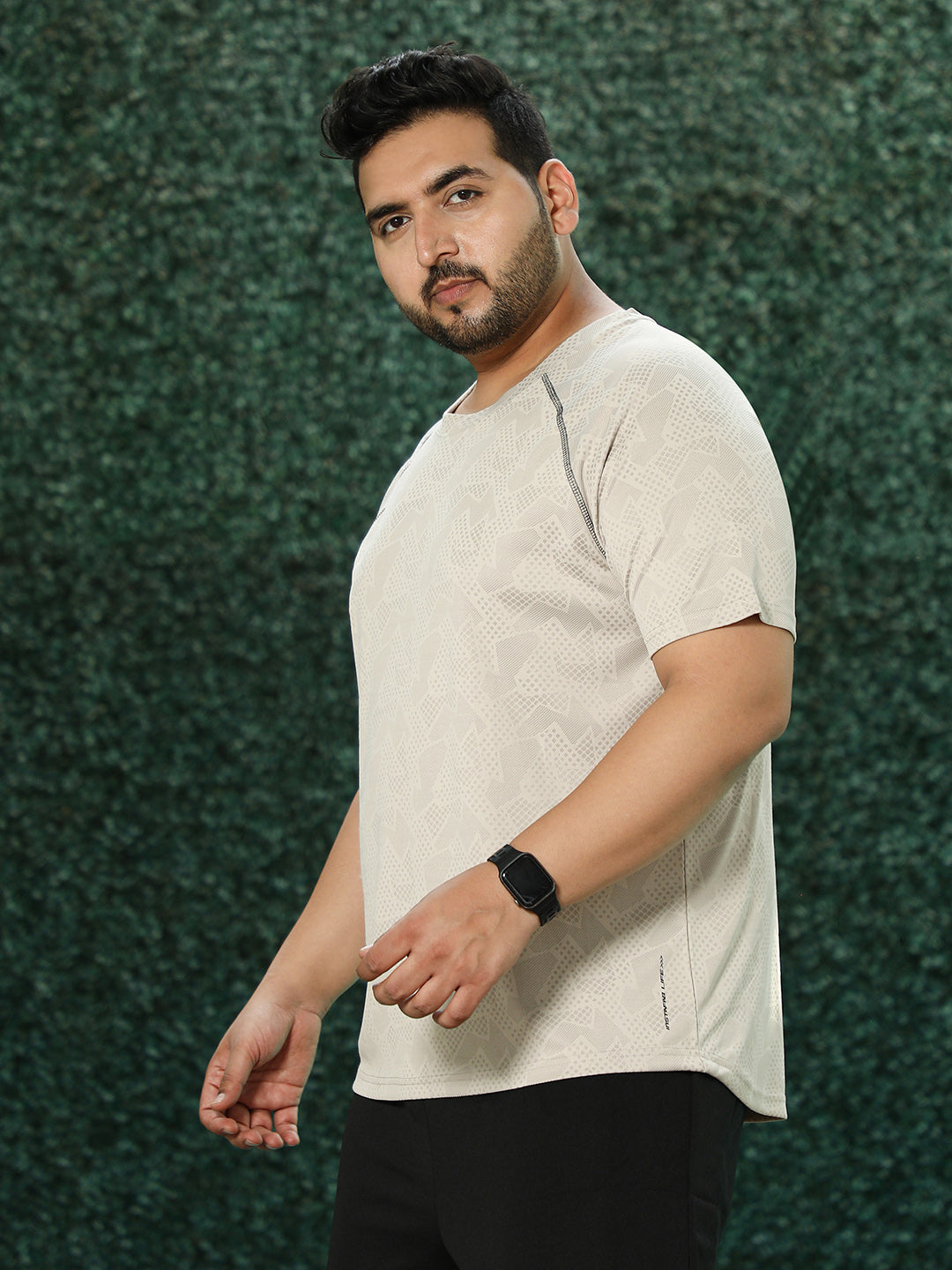 Abstract-Imprint Activewear T-Shirt