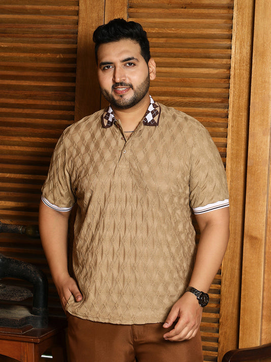 Block Argyle-Knit Polo T-Shirt