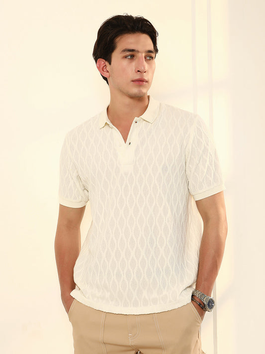 Marquise-Tactile Knit Polo T-Shirt