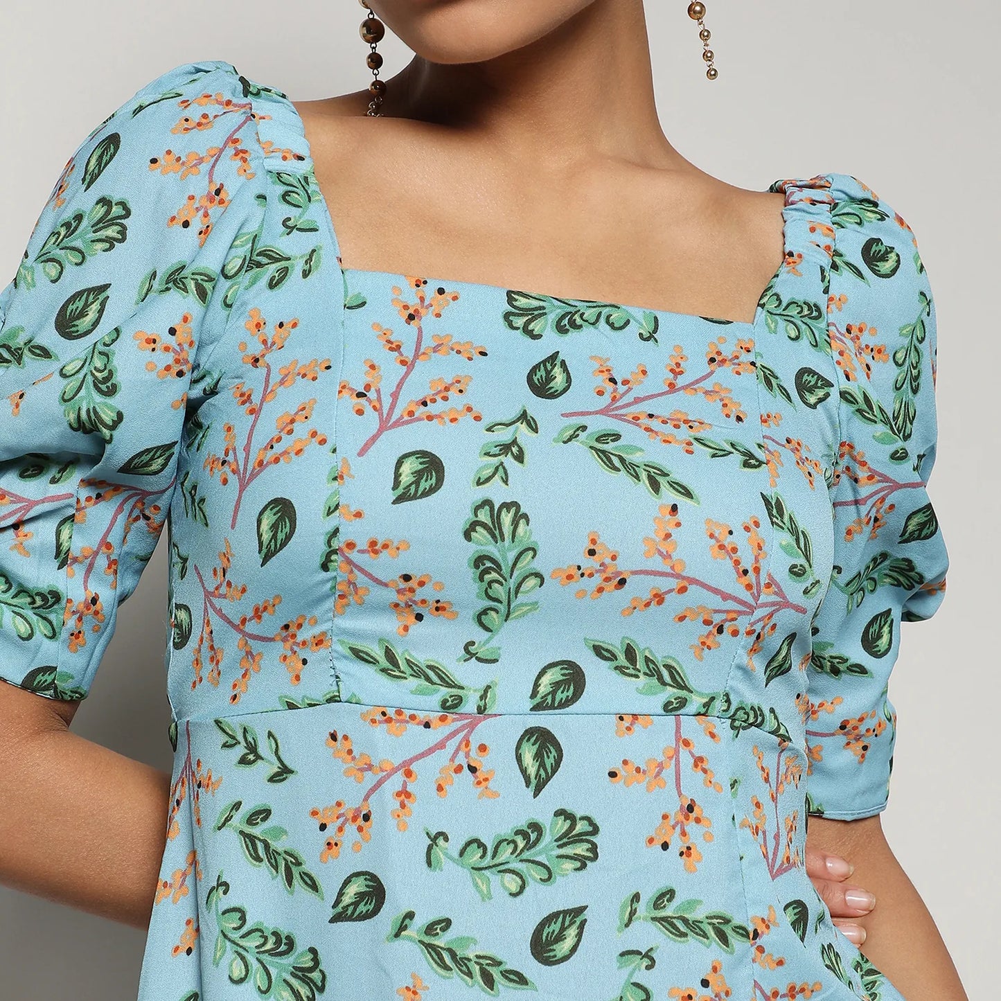 Botanical Slit Midi Dress