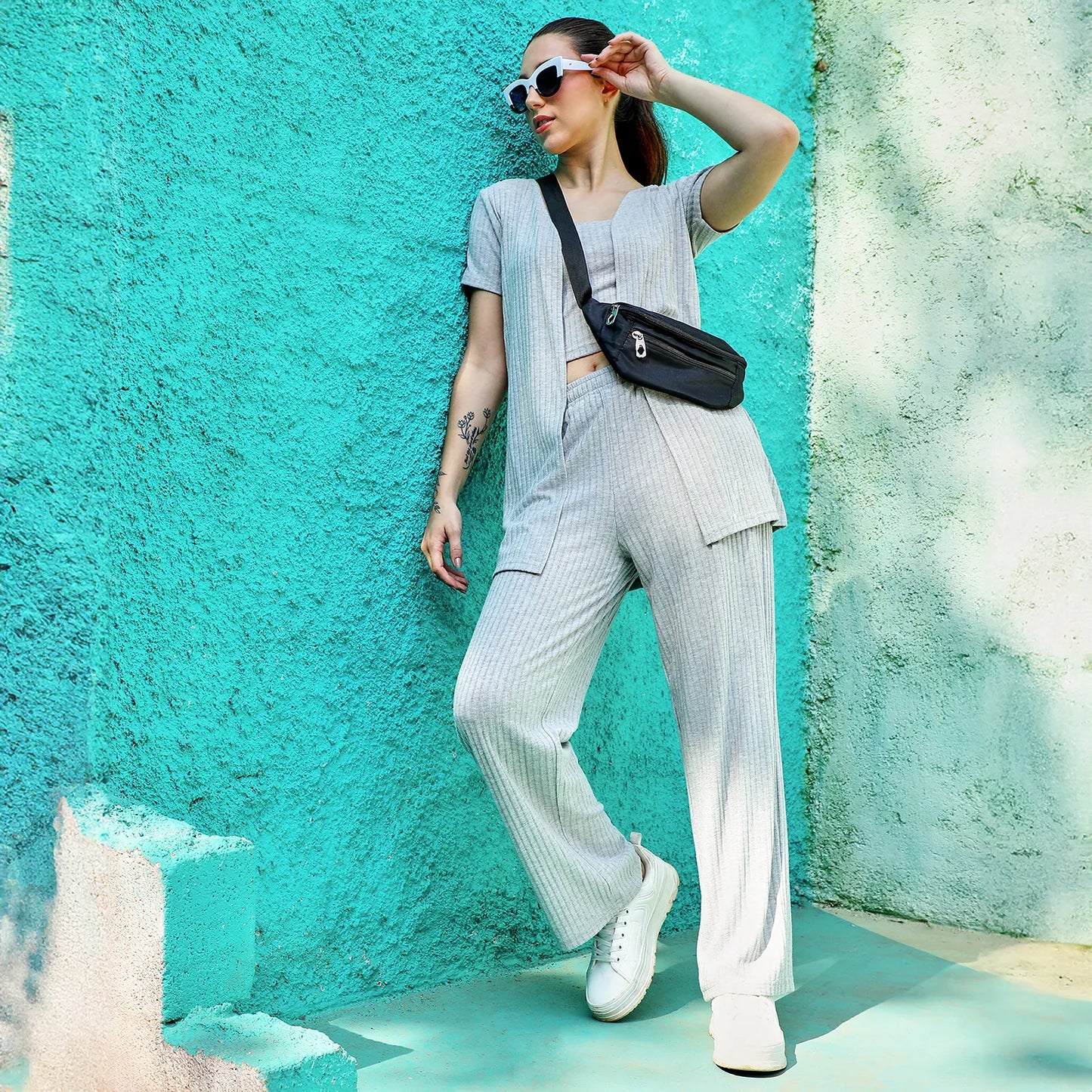Ribbed Co-Ord Set (3-Piece)