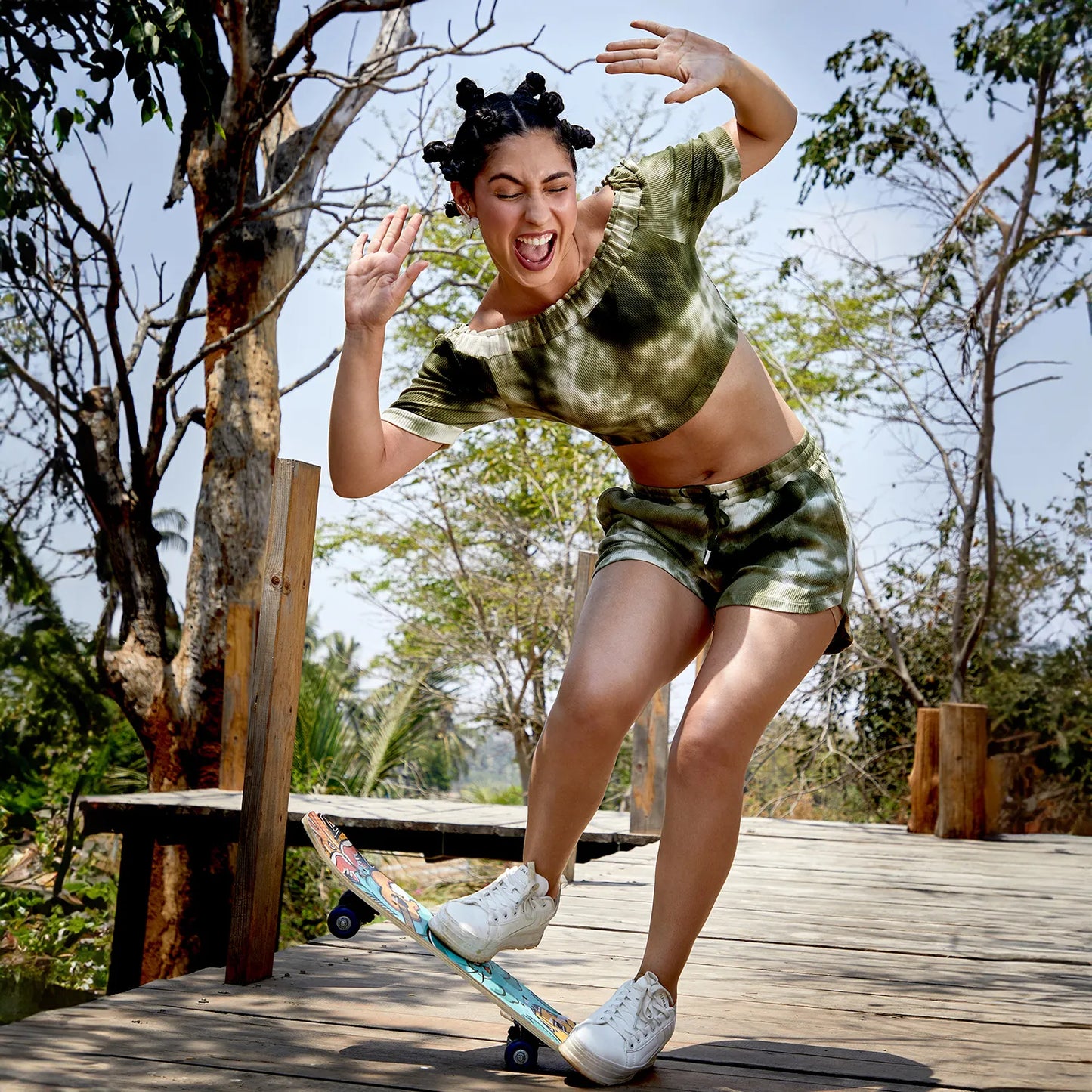 Olive Green Tie-Dye Co-Ord Set