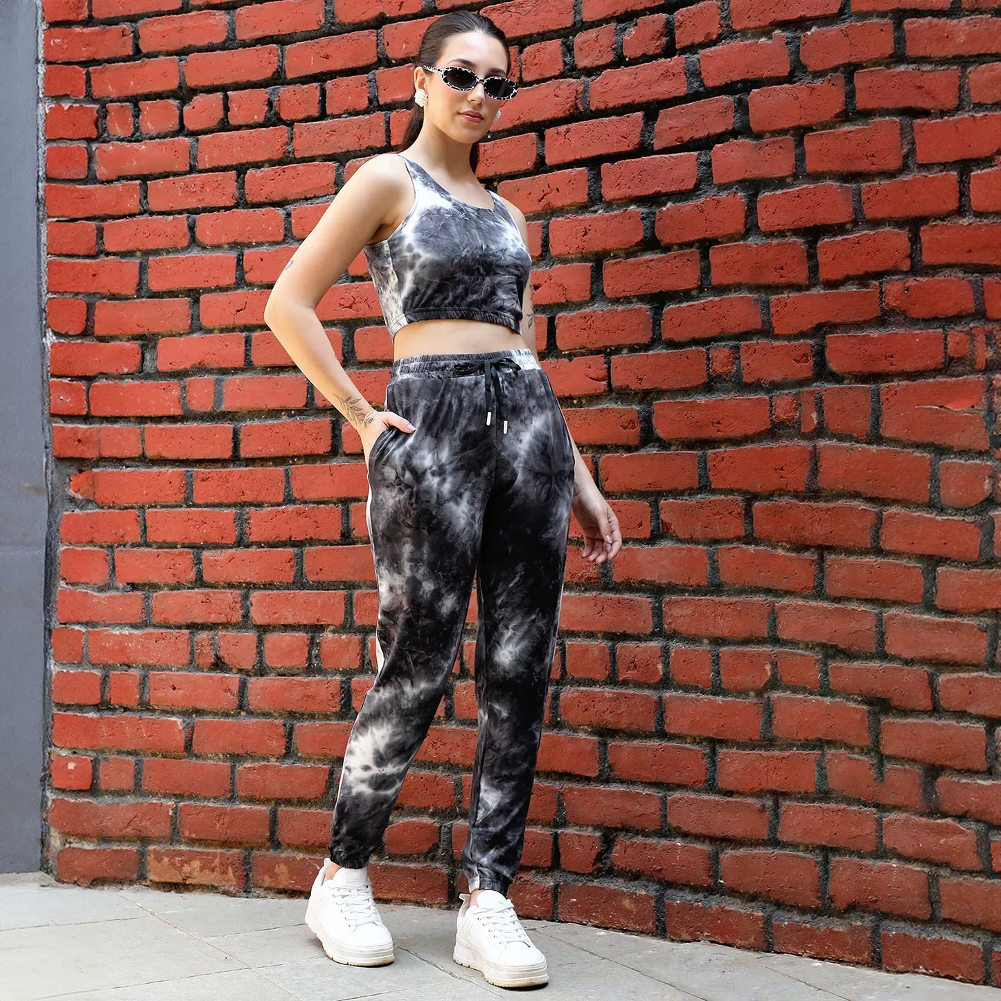 CHARCOAL GREY TIE-DYE CO-ORDS SET