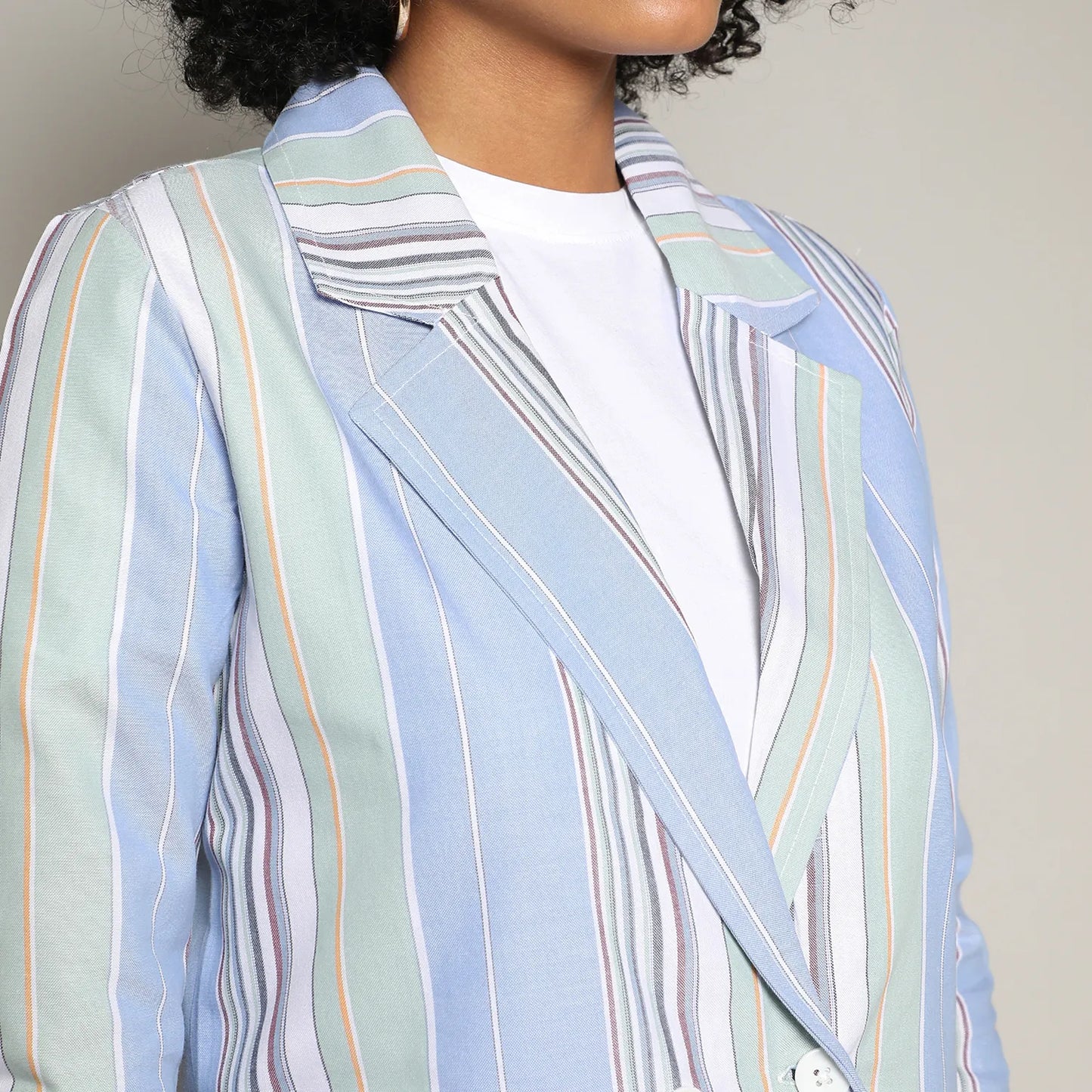 Unbalanced Striped Double-Breasted Co-Ord Set