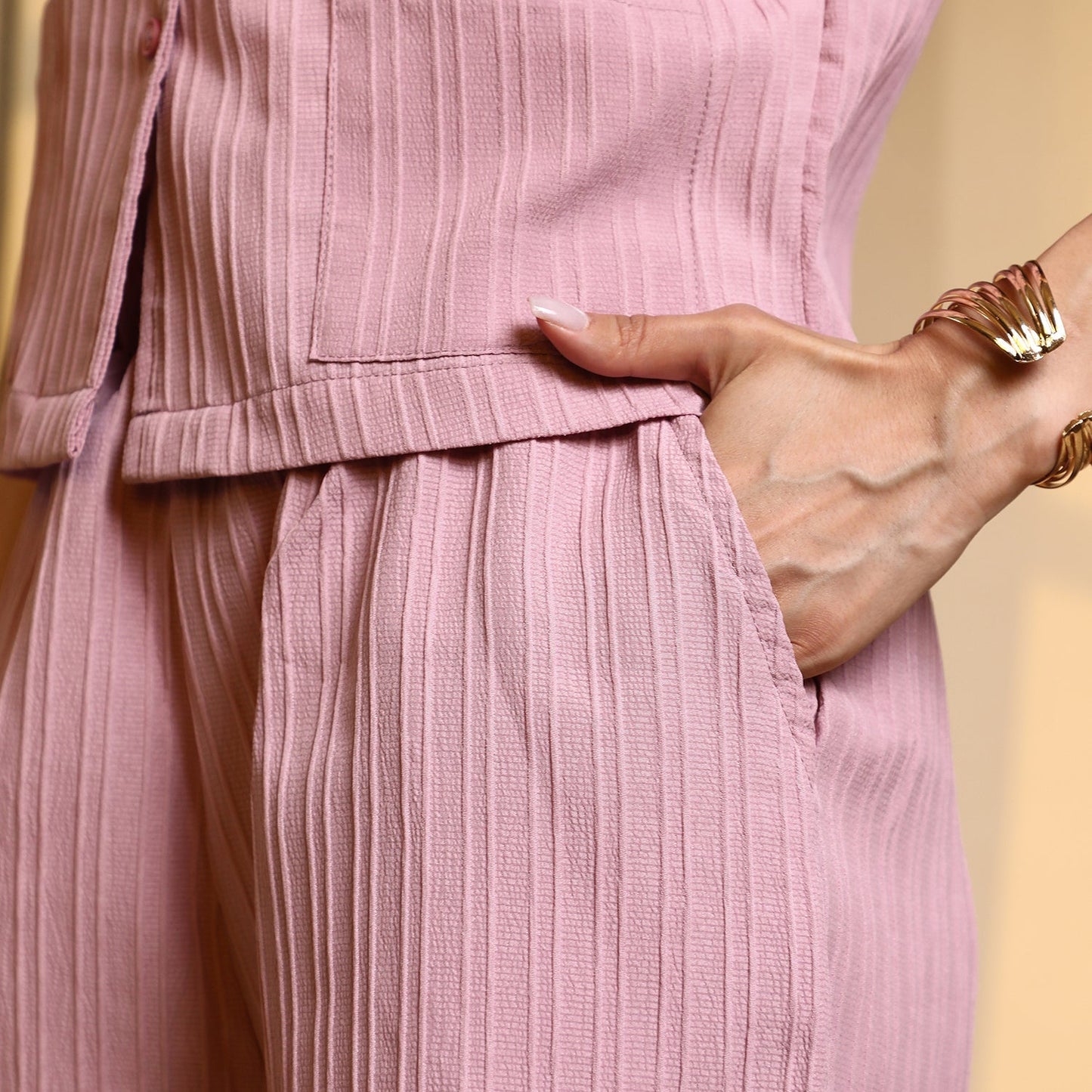 Self-Design Striped Co-Ord Set