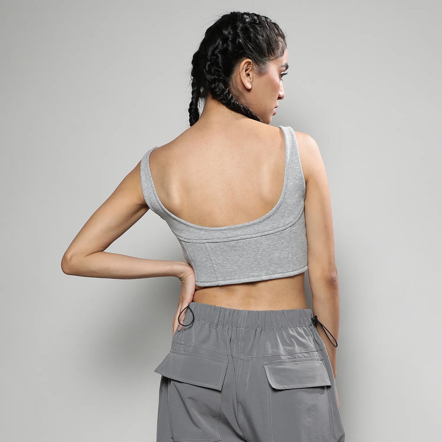 Zip-Front Cropped Corset Top