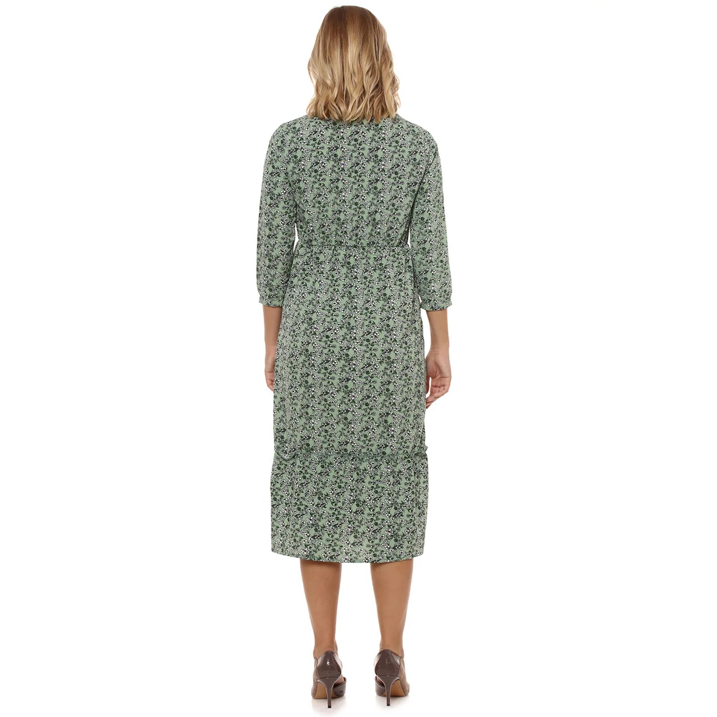Button-Front Midi Dress
