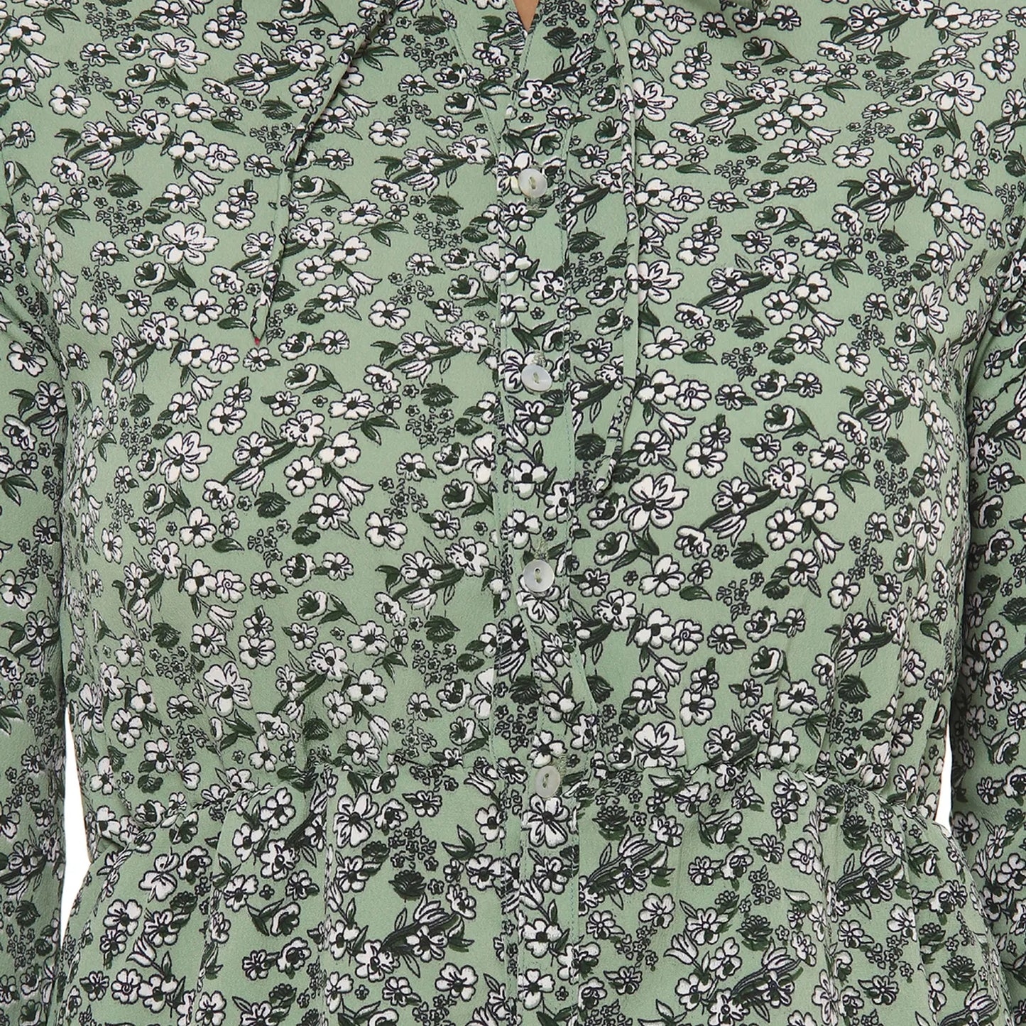 Button-Front Midi Dress