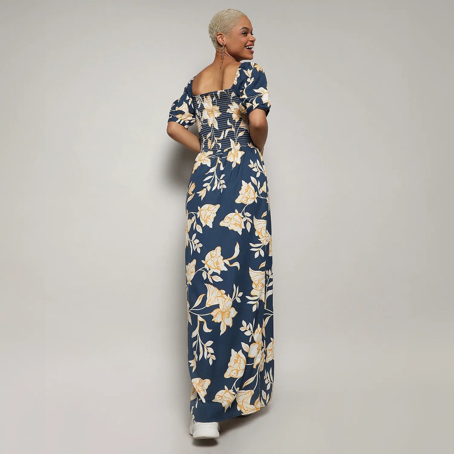 Botanical Maxi Dress With Slit