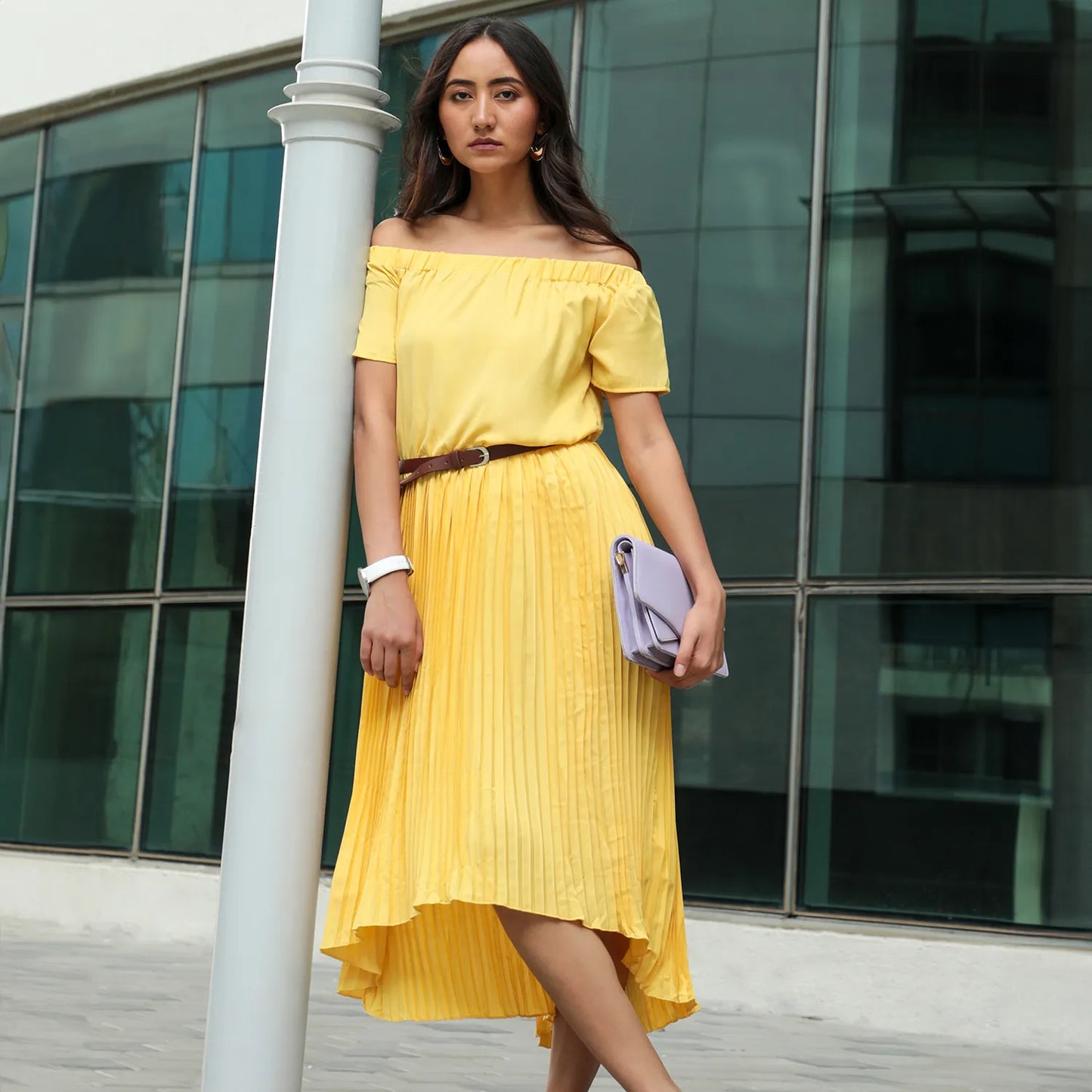 Pleated Midi Dress