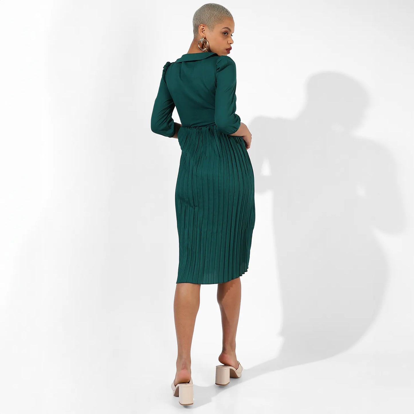 Pleated Tie-Up Dress