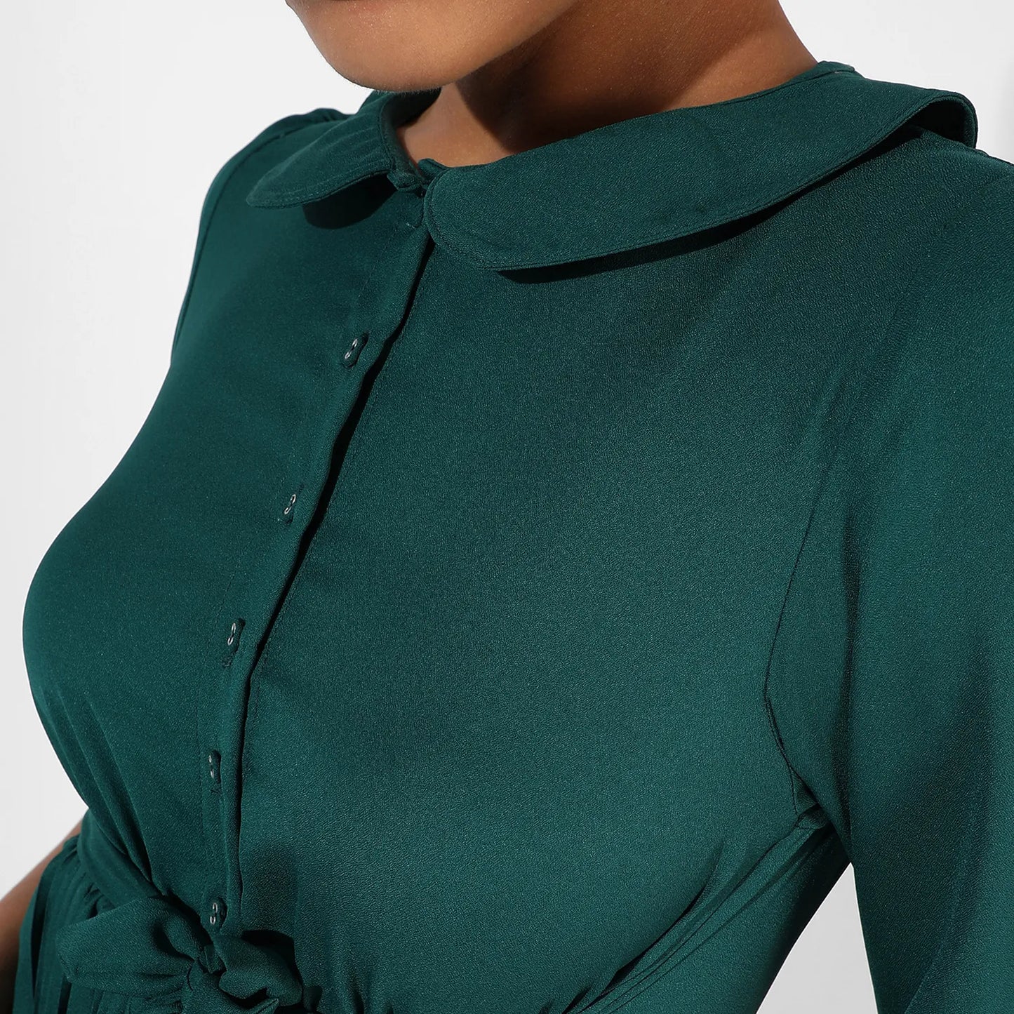 Pleated Tie-Up Dress