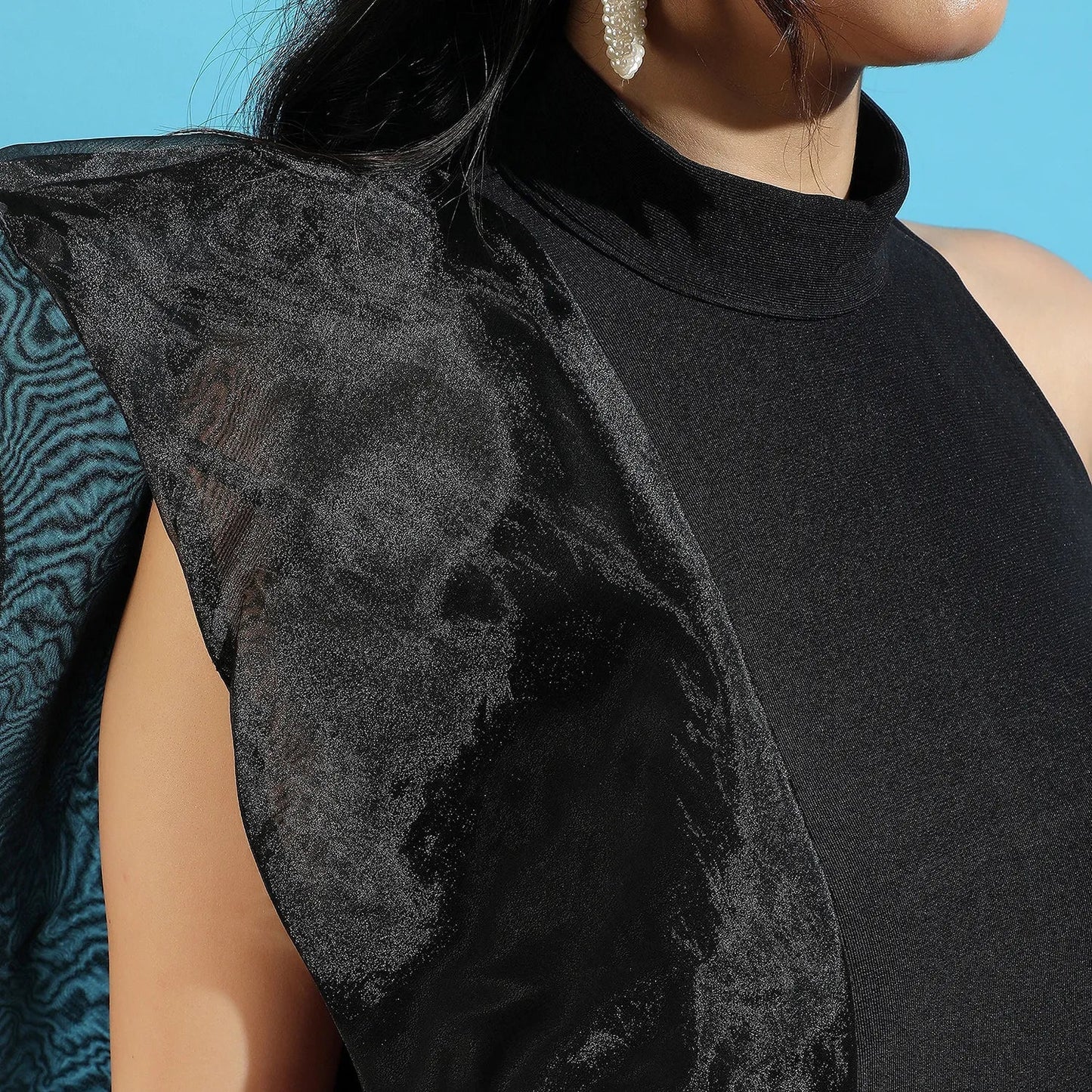 Asymetrical Dress With Organza Detail