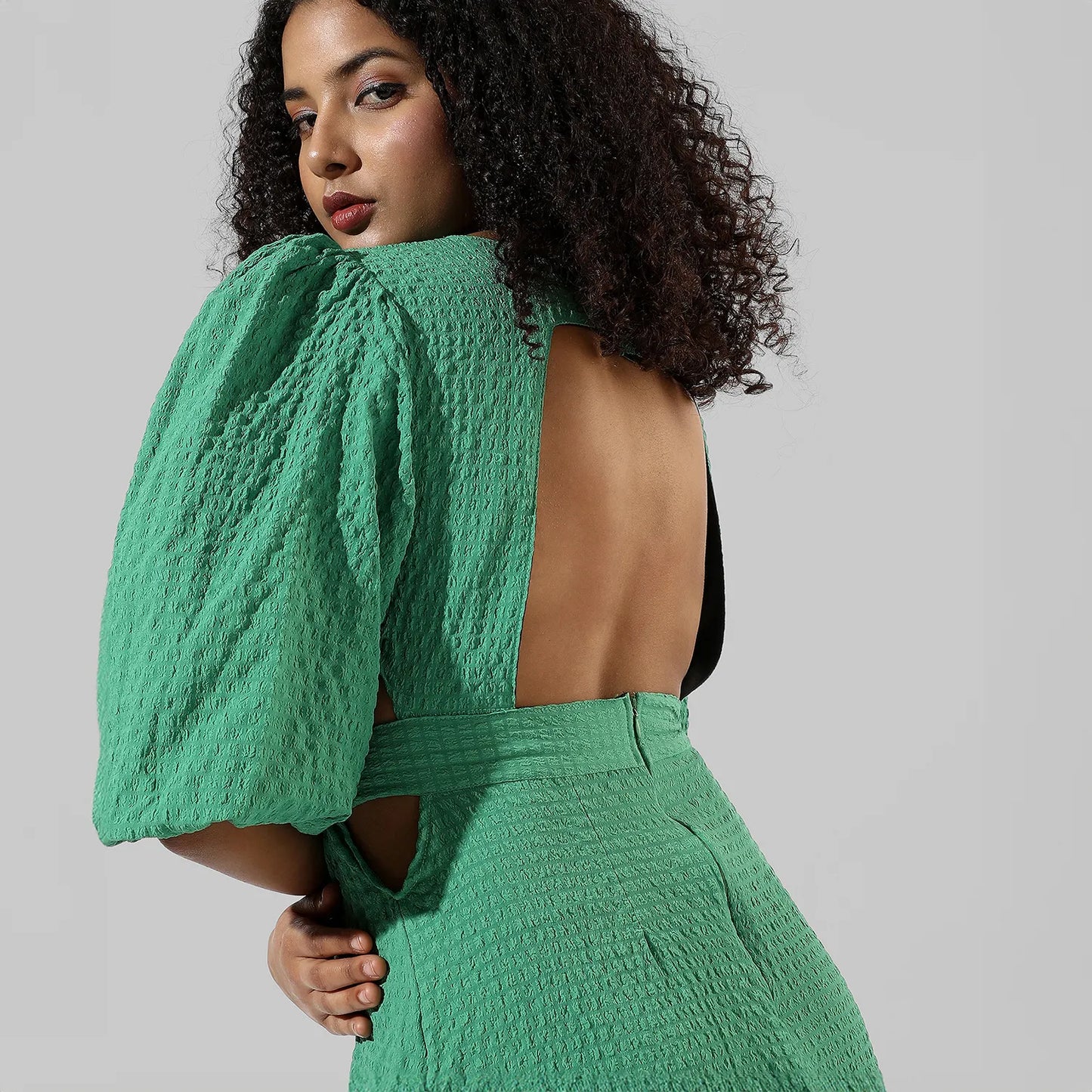 Open-Back Creased Dress