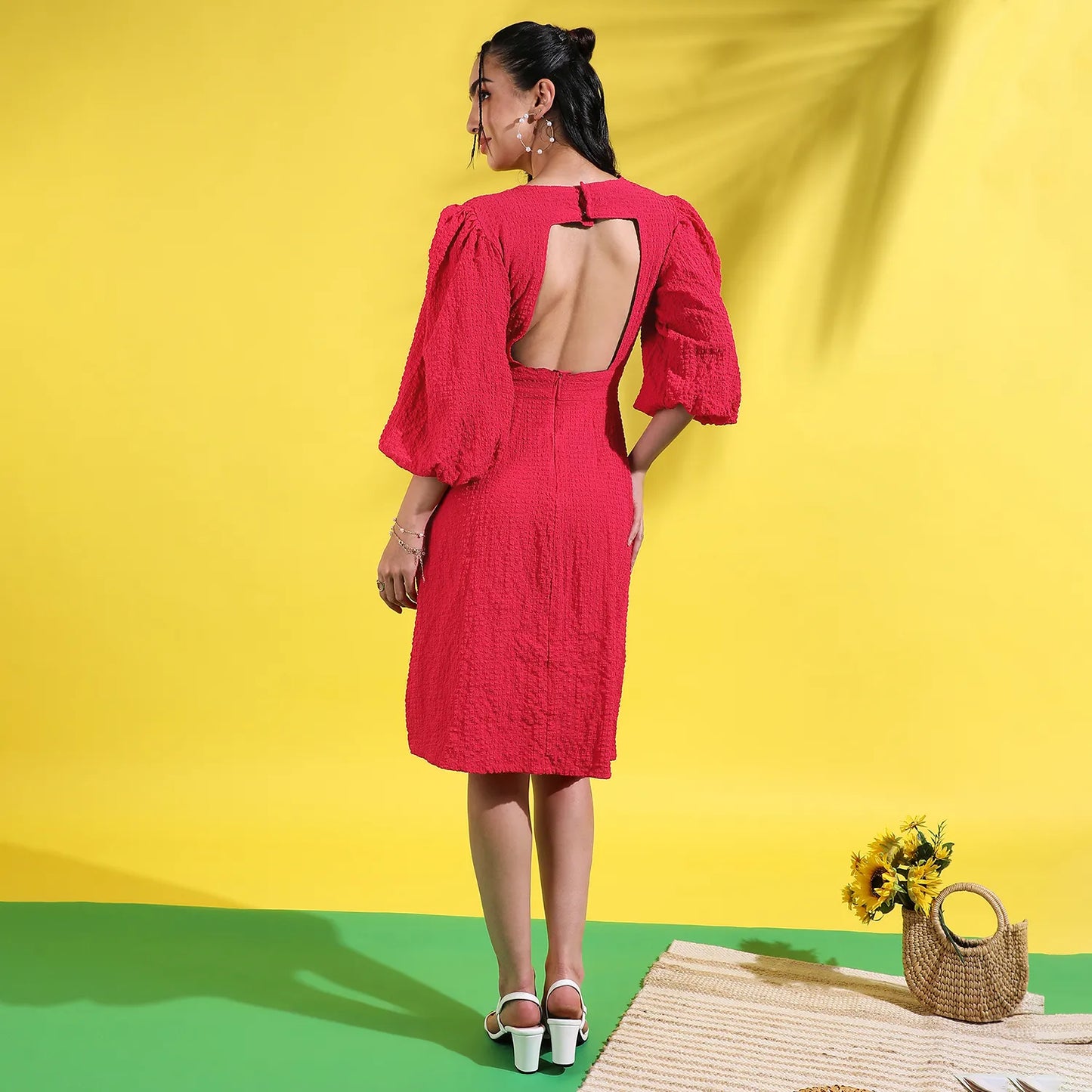 Open-Back Creased Dress