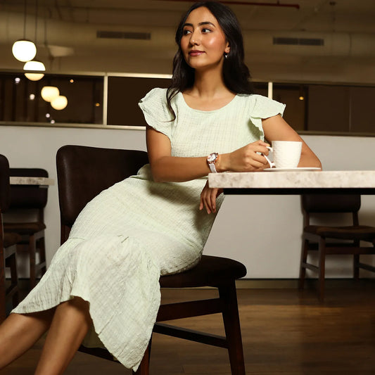 Creased Cut-Out Midi Dress