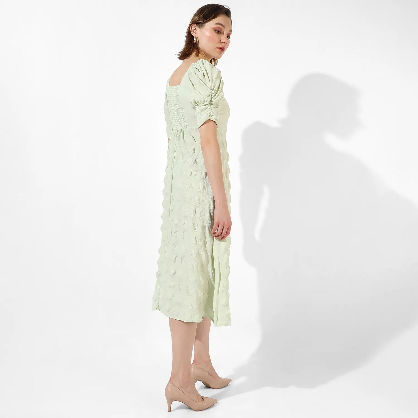 Creased Dress With Slit Detail