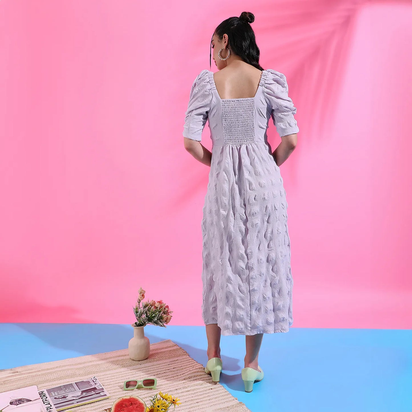 Creased Dress With Slit Detail
