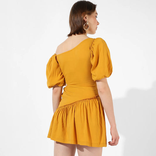 Asymmeterical Cut-Out Mini Dress