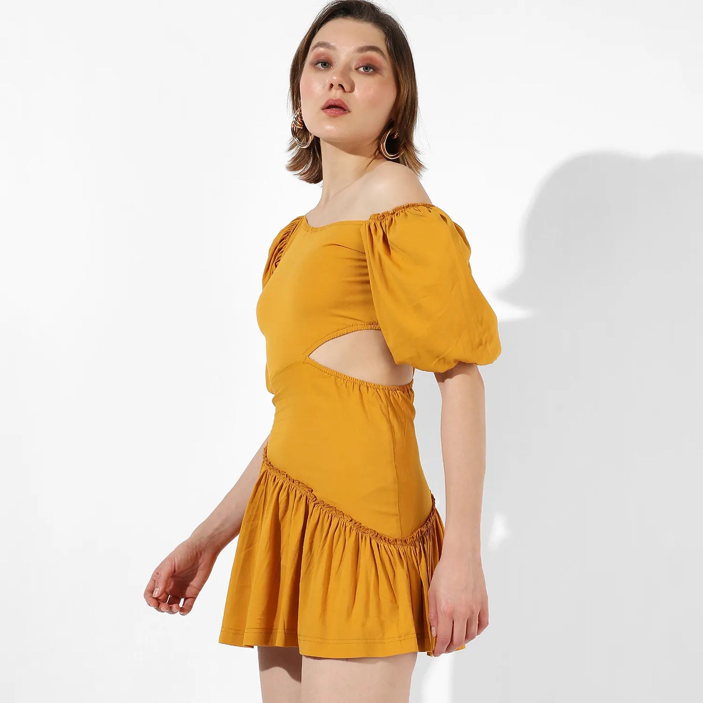 Asymmeterical Cut-Out Mini Dress