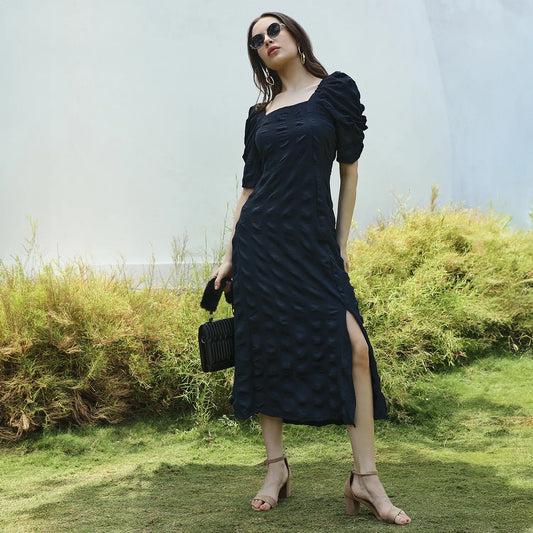 Creased Dress With Slit Detail