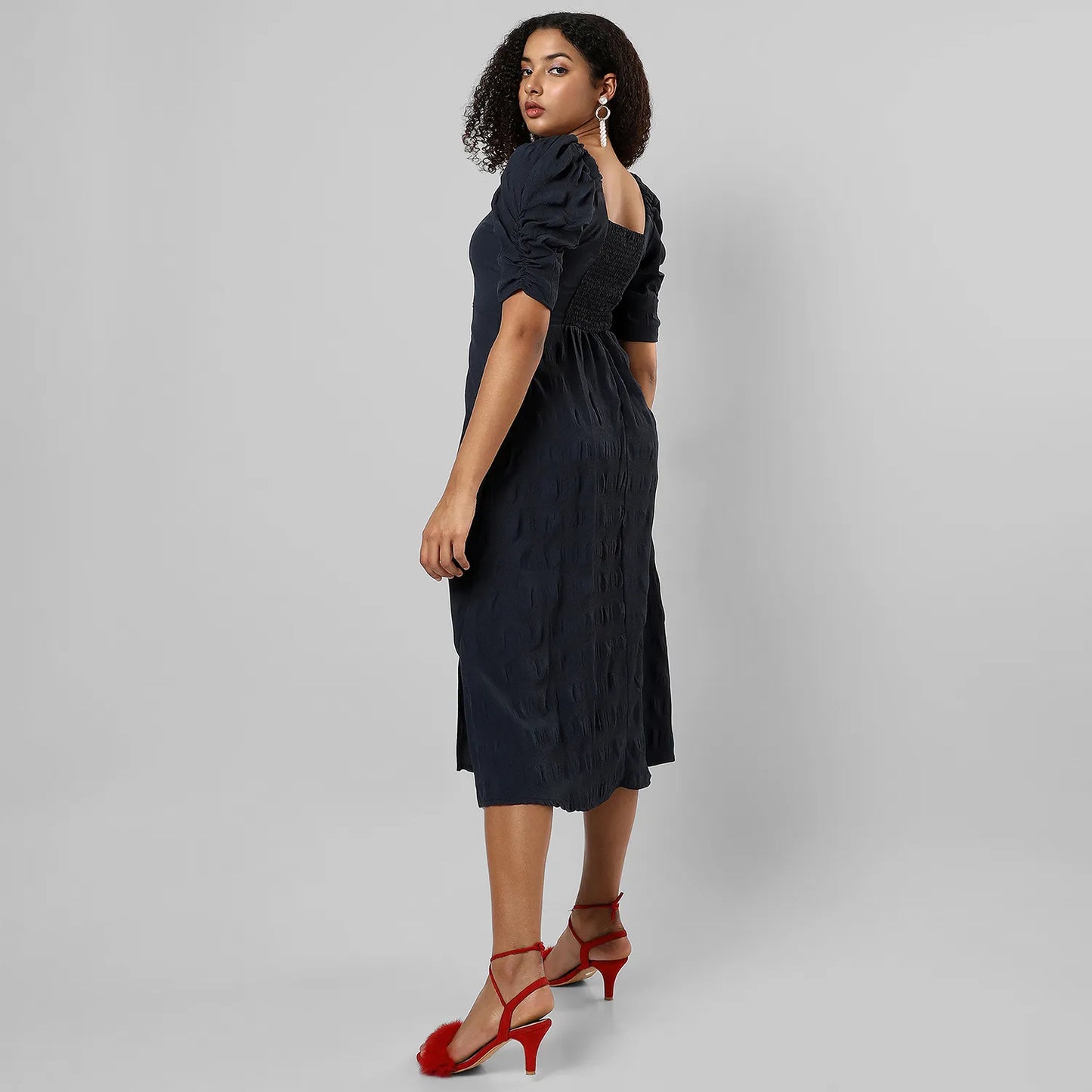 Creased Dress With Slit Detail