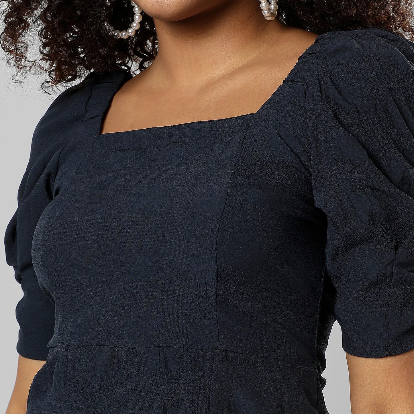 Creased Dress With Slit Detail