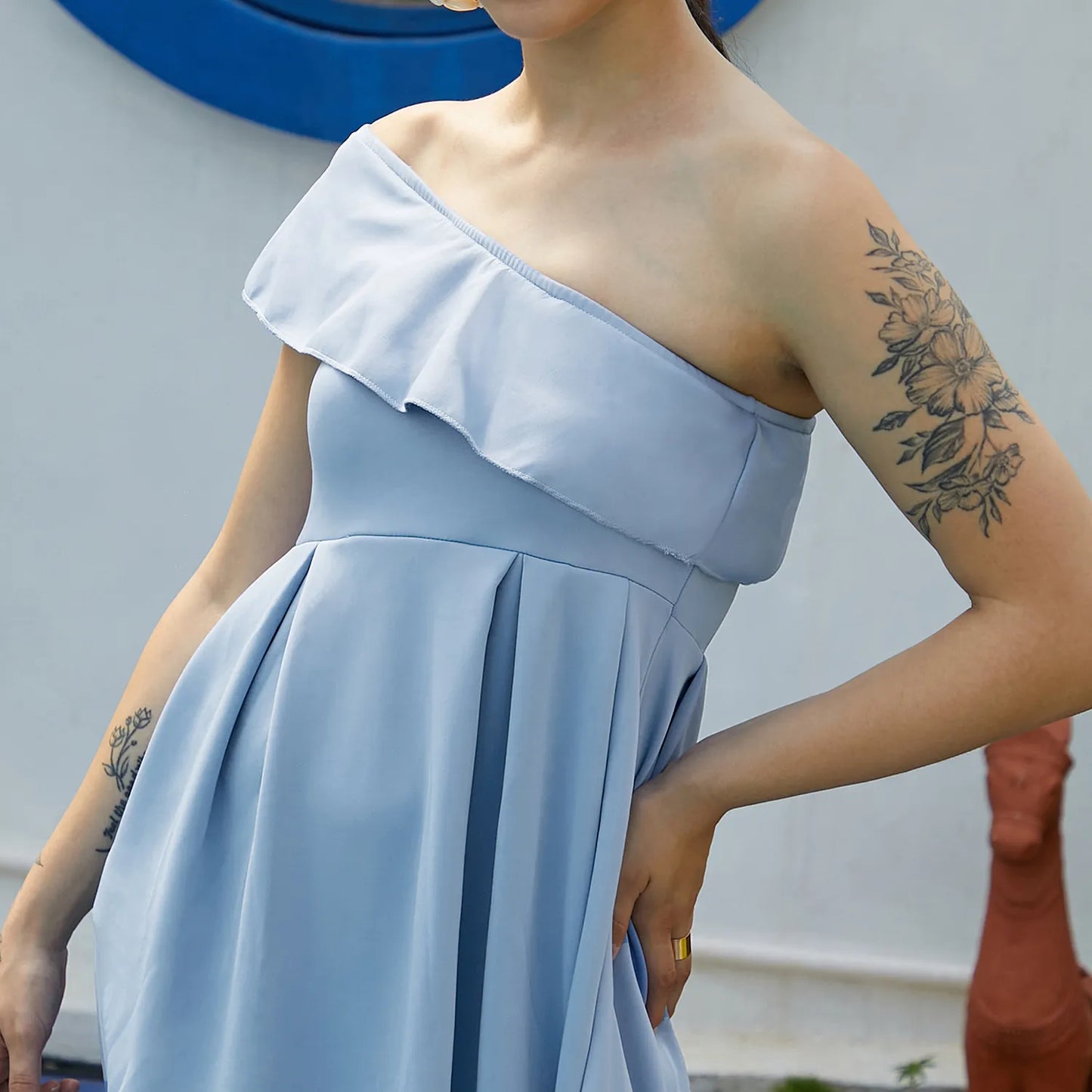 One-Shoulder Ruffle Dress