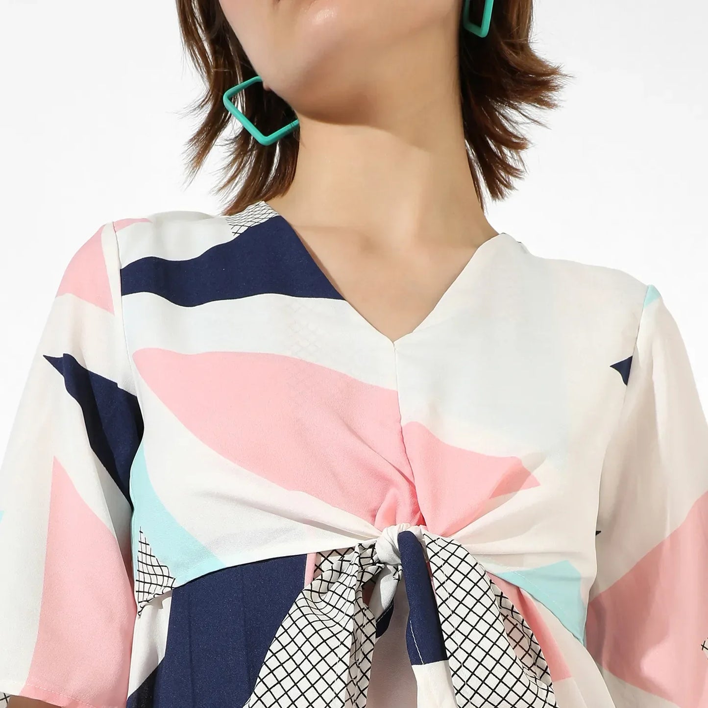 Tie-Up Abstract Dress