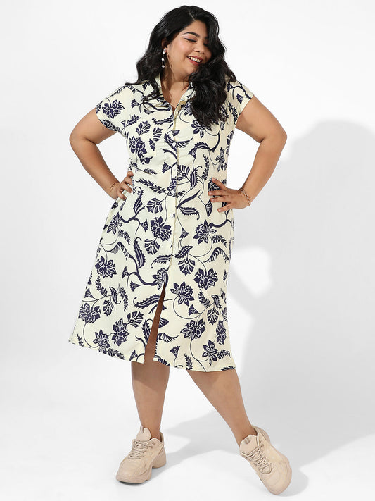 Off-White Dendritic Print Dress