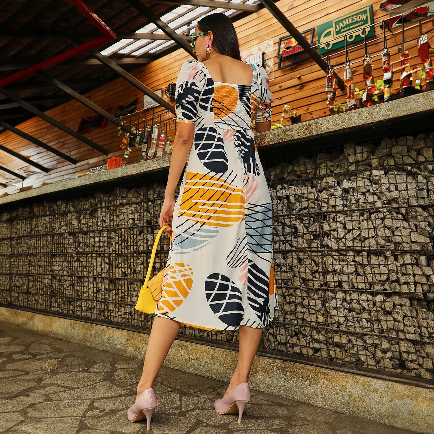 Contrast Foliage Dress