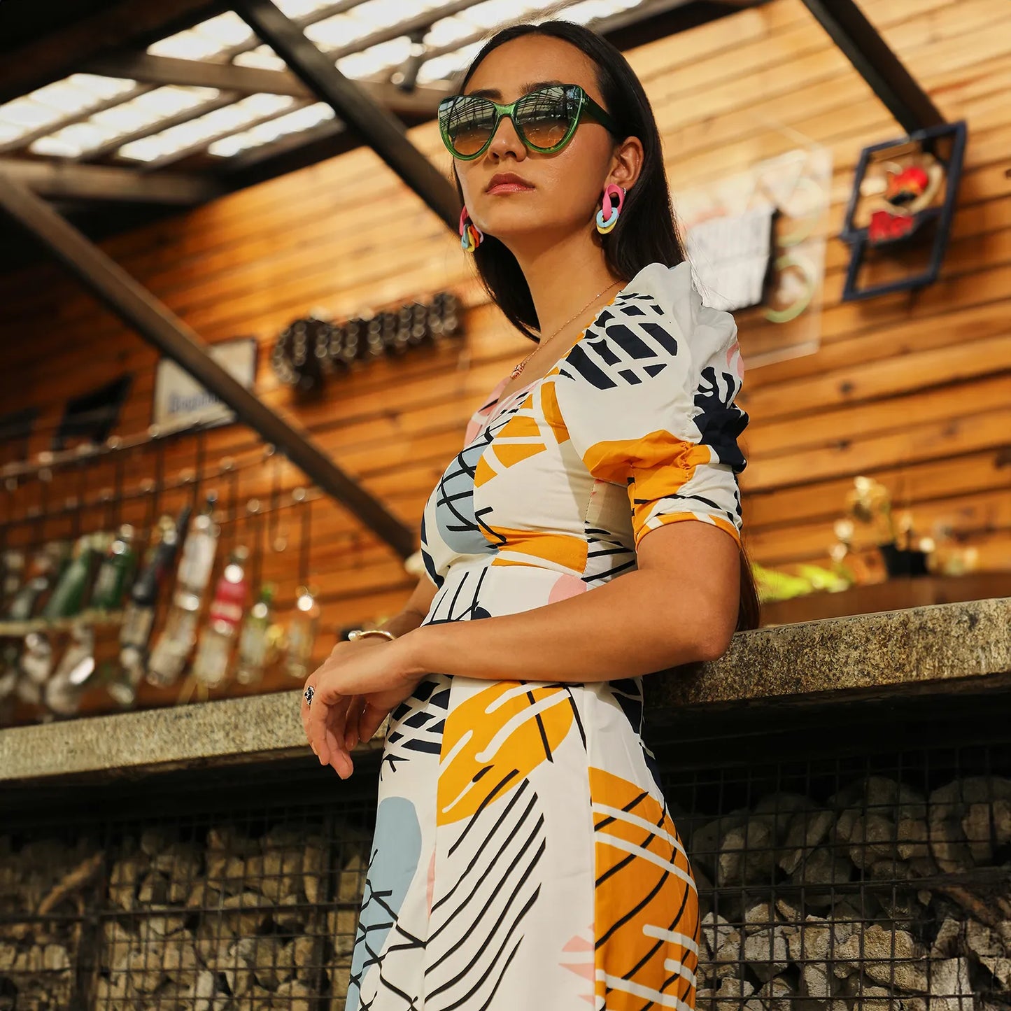Contrast Foliage Dress